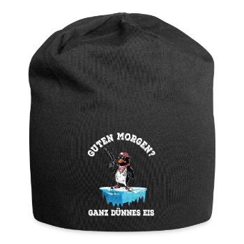 Guten Morgen? Ganz dünnes Eis - Jersey-Beanie - Schwarz - Vorne
