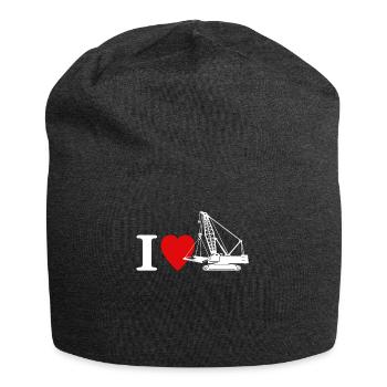 Kranführer Liebe Kranfahrer Love Cranes - Jersey-Beanie - Anthrazit - Vorne