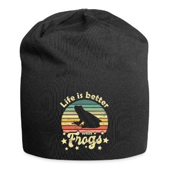 Frosch Frösche - Jersey-Beanie - Schwarz - Vorne