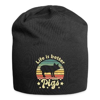 Schwein Schweine - Jersey-Beanie - Schwarz - Vorne