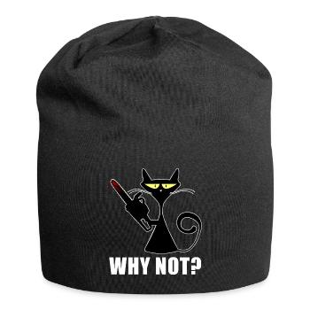 Wieso nicht | Halloween, Katze, lustige Sprüche - Jersey-Beanie - Schwarz - Vorne