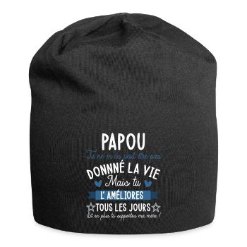 Papou tu ne m'as peut être pas donné la vie cadeau - Bonnet en jersey - noir - Devant