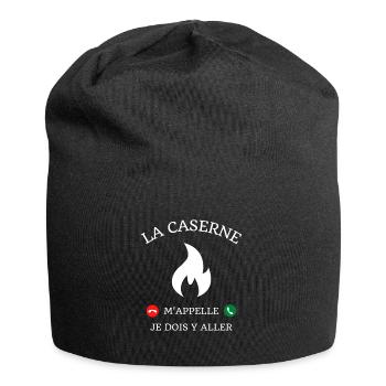 la caserne m'appelle humour pompier homme cadeau - Bonnet en jersey - noir - Devant