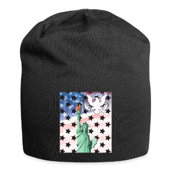 USA, Freiheitsstatue - Jersey-Beanie - Schwarz - Vorne