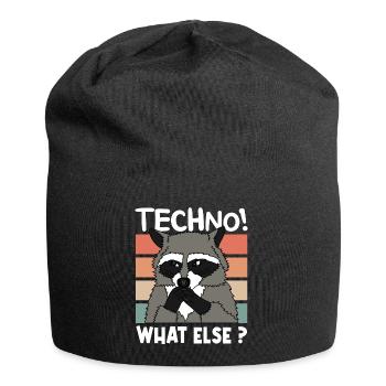 TECHNO RACOON Weihnachten Geschenk Rave - Jersey-Beanie - Schwarz - Vorne