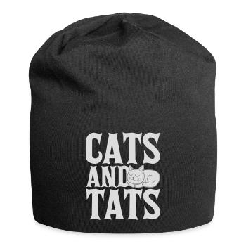 cats and tats Zitat - Jersey-Beanie - Schwarz - Vorne