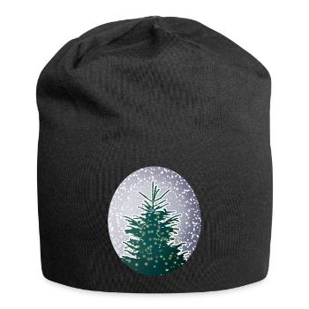 sapin de Noël illuminé dans la neige - Bonnet en jersey - noir - Devant