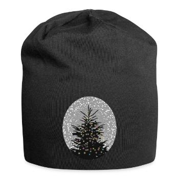 sapin de Noël illuminé dans la neige - Bonnet en jersey - noir - Devant