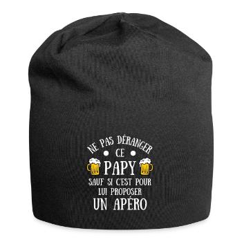 papy apéro humour grand père papi humoristique - Bonnet en jersey - noir - Devant