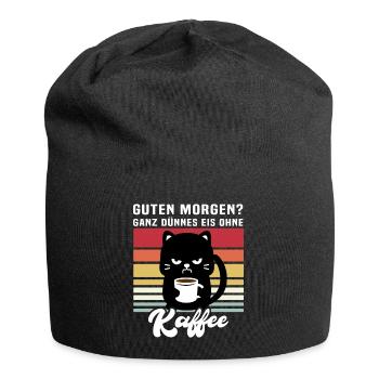Katze Kaffee Geschenk Arbeitskollegen - Jersey-Beanie - Schwarz - Vorne