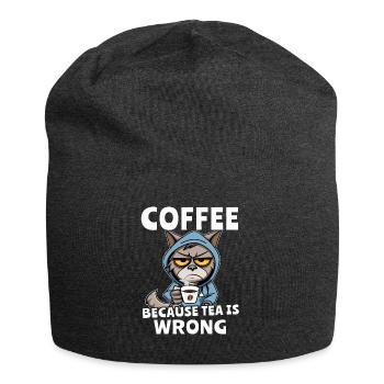Kaffee Trinken Katze Tee - Jersey-Beanie - Anthrazit - Vorne