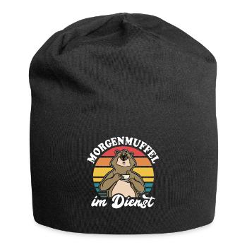 Bär Kaffee Bärchen Morgenmuffel - Jersey-Beanie - Schwarz - Vorne