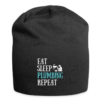 eat sleep plumbing humour plombier homme cadeau - Bonnet en jersey - noir - Devant