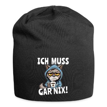 Ich Muss Gar Nix Katzen - Jersey-Beanie - Schwarz - Vorne