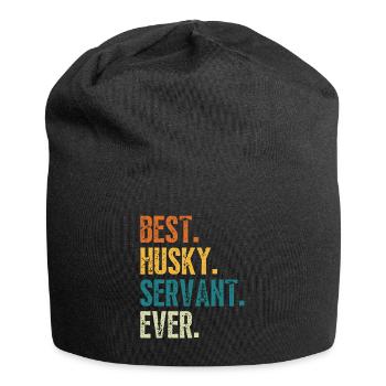 Meilleur serviteur de chien husky jamais en détresse police rétro - Bonnet en jersey - noir - Devant