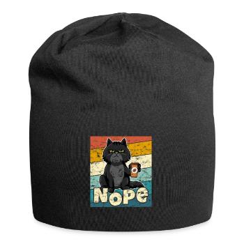 Cat Nope Retro Vintage - Jersey Beanie - black - Front