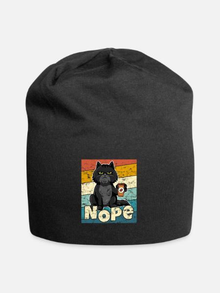Katze Nope Retro Vintage - Jersey-Beanie - Schwarz