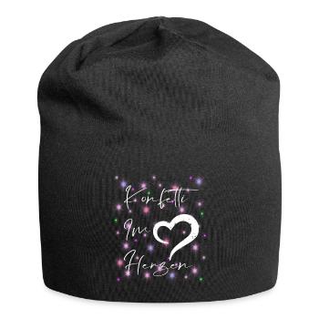Konfetti im Herzen - Jersey-Beanie - Schwarz - Vorne