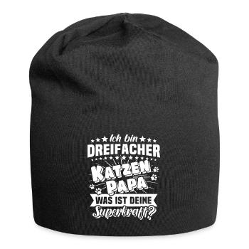 Katze Papa Katzenpapa dreifach - Jersey-Beanie - Schwarz - Vorne