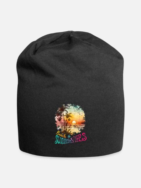 Beach Summer Vibes Surfer Geschenk - Jersey-Beanie - Schwarz