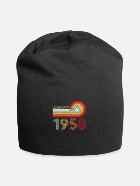 1958 Geburtstag Legendary since Vintage Rainbow - Jersey-Beanie - Schwarz