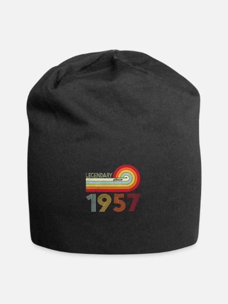 1957 Geburtstag Legendary since Vintage Rainbow - Jersey-Beanie - Schwarz