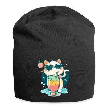 Cat love in cocktail style - Jersey Beanie - black - Front