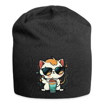 Cat Love: Beach and Cocktail - Jersey Beanie - black - Front