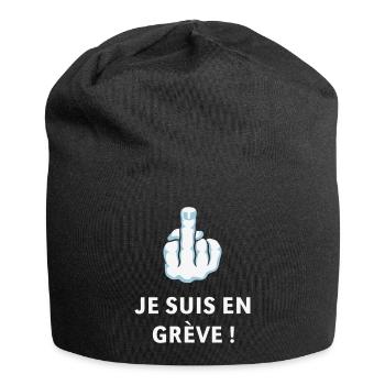 Doigt D’Honneur – Je Suis En Grève ! (Médius) - Bonnet en jersey - noir - Devant