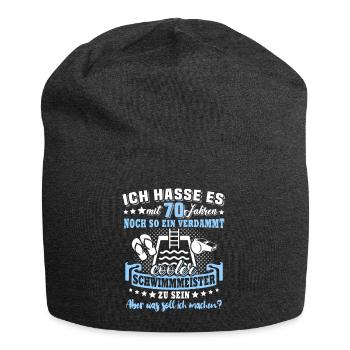 Schwimmmeister Geburtstag 70 Jahre alt - Jersey-Beanie - Anthrazit - Vorne