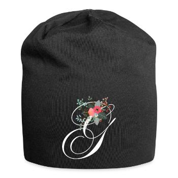 Buchstabe g blumig - Jersey-Beanie - Schwarz - Vorne