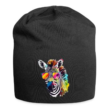Zeb the bespectacled zebra - Jersey Beanie - black - Front