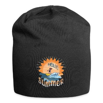 Hello Summer Surfing Surfboard Woman Summer Vacation - Jersey Beanie - black - Front