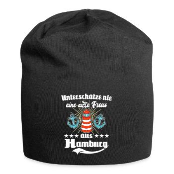 Hamburg Frau Hamburgerin - Jersey-Beanie - Schwarz - Vorne