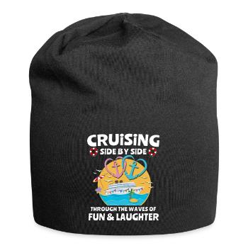 Cruise Couple Sea Voyage Cruise Ship - Jersey Beanie - black - Front