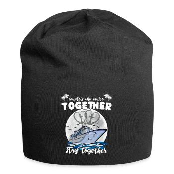 Cruise Couple Sea Voyage Cruise Ship - Jersey Beanie - black - Front