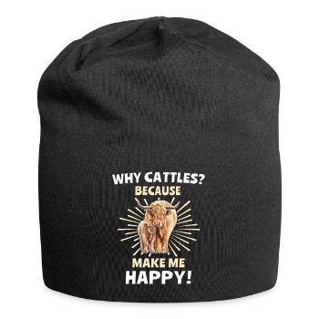 Highland cattle Happy Highland Cow - Jersey Beanie - black - Front