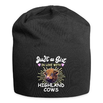Highland Cattle Girl Highland Cow - Jersey Beanie - black - Front