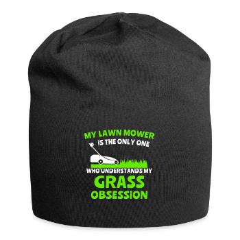 Rasenmäher Rasen Mähen - Jersey-Beanie - Schwarz - Vorne