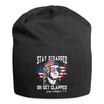 Stay strapped or get clapped, George Washington - Jersey Beanie - black - Front