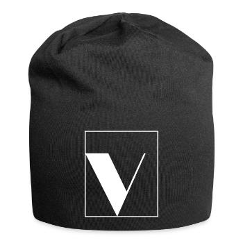 Buchstaben-Alphabet v - Jersey-Beanie - Schwarz - Vorne