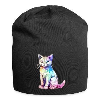 Hako the multicolored cat - Jersey Beanie - black - Front