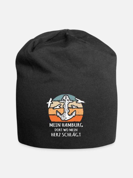 Hamburg - Jersey-Beanie - Schwarz