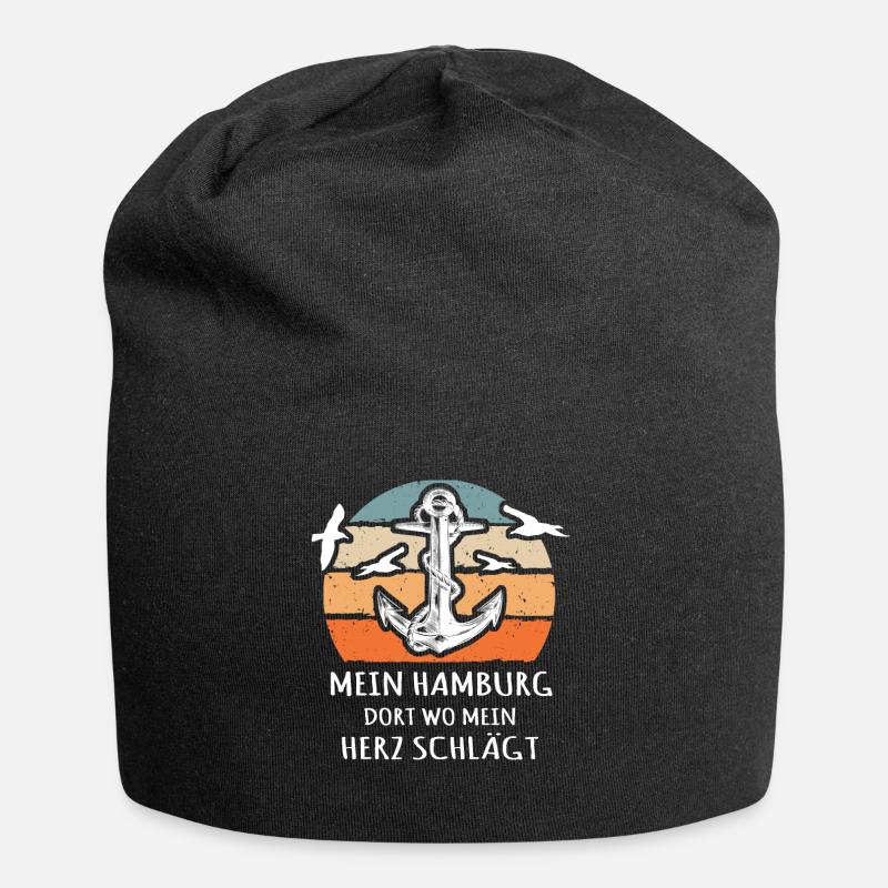 Hamburg - Jersey-Beanie - Schwarz