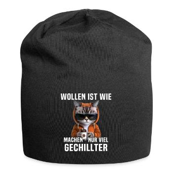 Katze Chillen - Jersey-Beanie - Schwarz - Vorne