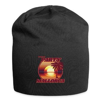 Party auf Mallorca, romantisches Retro-Sonnenuntergangsdesign. - Jersey-Beanie - Schwarz - Vorne