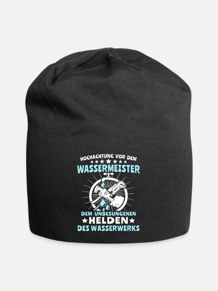 Wassermeister Sprüche Wasserversorgungstechniker - Jersey-Beanie - Schwarz
