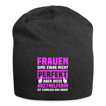 Arzthelferin Sprüche - Jersey-Beanie - Anthrazit - Vorne