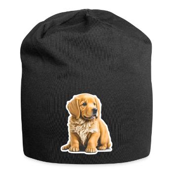 Cute puppy / puppy Golden Retriever - Jersey Beanie - black - Front