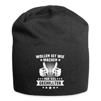 Machen Wollen Sprüche - Jersey-Beanie - Schwarz - Vorne